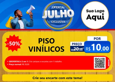 Modelo de Cartaz para Cartaz A4 Horizontal com o tema Oferta Exclusiva, Julho para Material para Construção