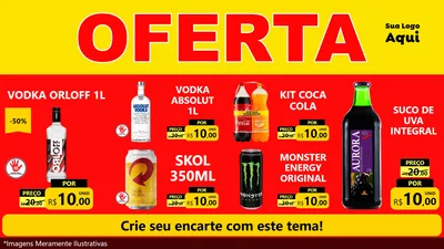 Modelo de TV para TV Horizontal com o tema OFERTA - Vermelho Cartaz para Distribuidora de bebidas