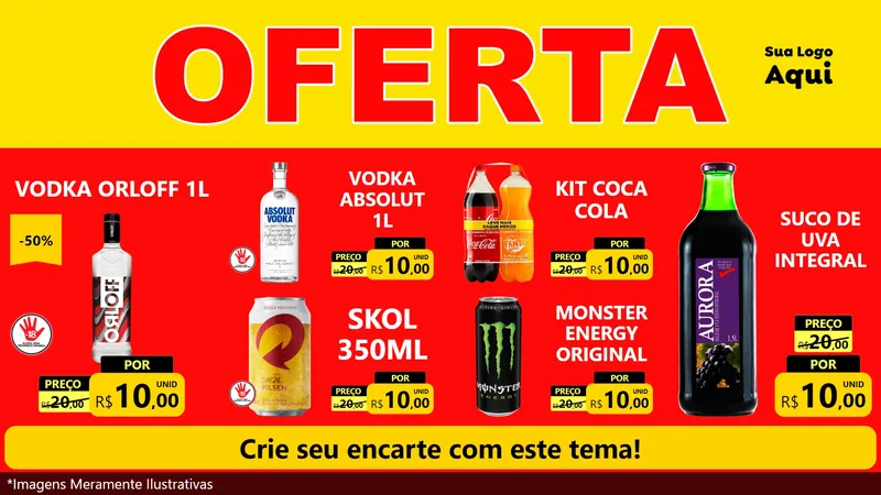 Modelo de TV para TV Horizontal com o tema OFERTA - Vermelho Cartaz para Distribuidora de bebidas