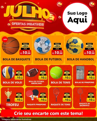 Modelo de Rede Social para Feed Instagram com o tema Julho Ofertas Imbatíveis para Artigos Esportivos