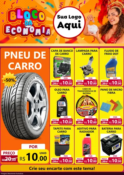 Modelo de Encarte para Encarte A4 Vertical com o tema Bloco da Economia para Auto peças