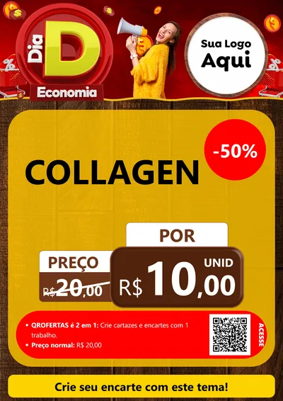 Modelo de Cartaz para Cartaz A4 Vertical com o tema Dia D Economia para Suplementos alimentares