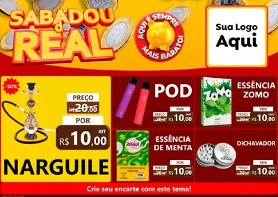 Modelo de Encarte para Encarte A4 Horizontal com o tema Sabadou do Real para Tabacaria