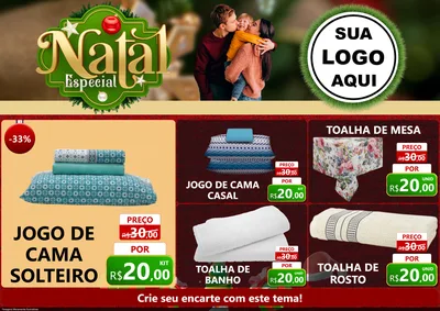 Modelo de Encarte para Encarte A4 Horizontal com o tema Natal Especial para Cama, Mesa e Banho