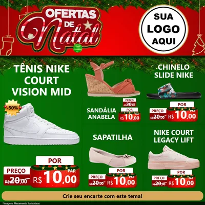 Modelo de Rede Social para Feed Facebook com o tema Ofertas de Natal para Calçados