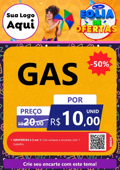 Modelo de Cartaz para Cartaz A4 Vertical com o tema Folia de Ofertas para Água e gás
