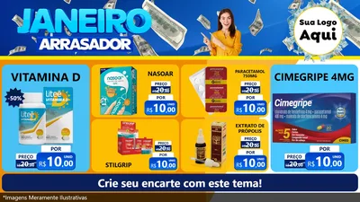 Modelo de TV para TV Horizontal com o tema Janeiro Arrasador para Farmácia