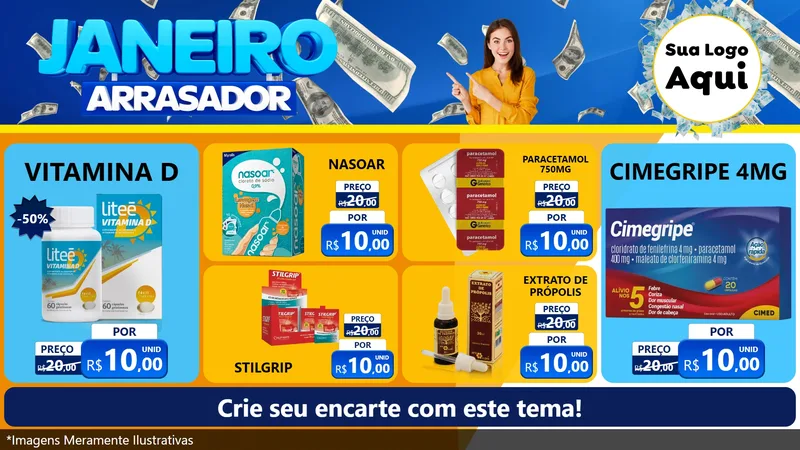 Modelo de TV para TV Horizontal com o tema Janeiro Arrasador para Farmácia