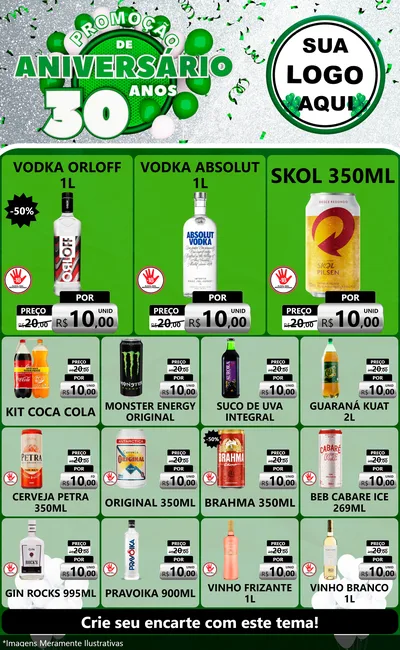 Modelo de Encarte para Encarte Grande com o tema Promoção de Aniversário - 30 Anos para Distribuidora de bebidas