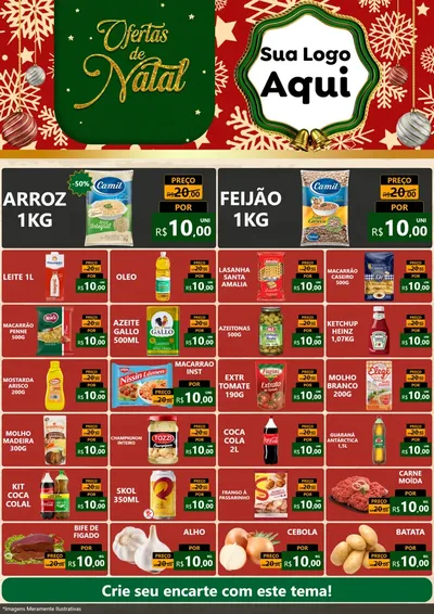 Modelo de Encarte para Encarte A4 Vertical com o tema Natal de Ofertas para Supermercado