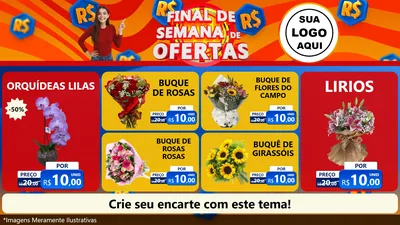Modelo de TV para TV Horizontal com o tema Final de Semana de Ofertas para Floricultura e jardim