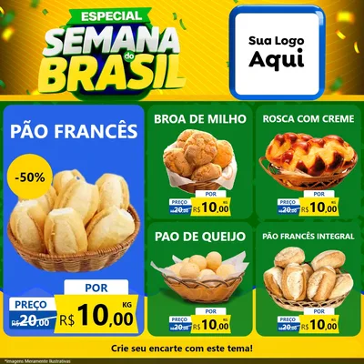Modelo de Rede Social para Feed Facebook com o tema Especial Semana do Brasil para Padaria