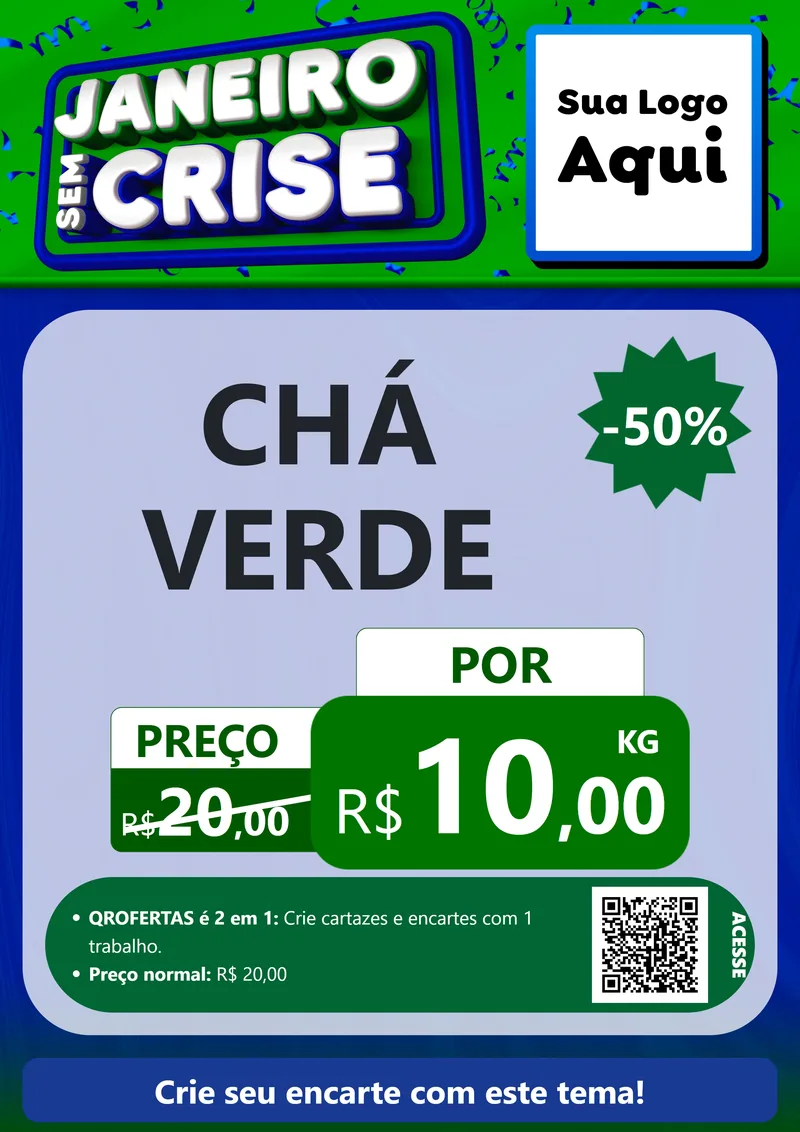 Modelo de Cartaz para Cartaz A4 Vertical com o tema Janeiro Sem Crise para Produtos Naturais