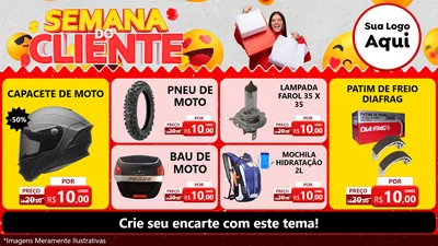 Modelo de TV para TV Horizontal com o tema Semana do Cliente para Moto peças