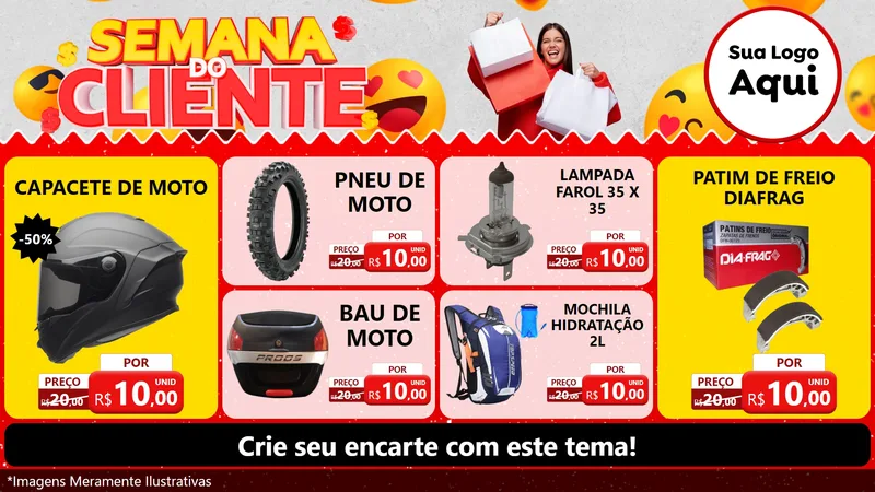 Modelo de TV para TV Horizontal com o tema Semana do Cliente para Moto peças