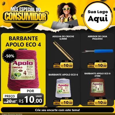 Modelo de Rede Social para Feed Facebook com o tema Mês Especial do Consumidor para Armarinho e Aviamentos