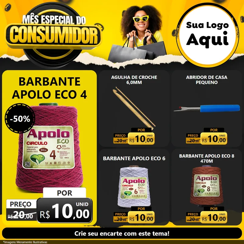 Modelo de Rede Social para Feed Facebook com o tema Mês Especial do Consumidor para Armarinho e Aviamentos