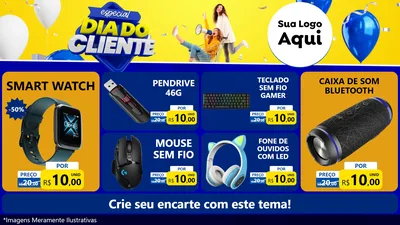 Modelo de TV para TV Horizontal com o tema Especial Dia do Cliente para Informática