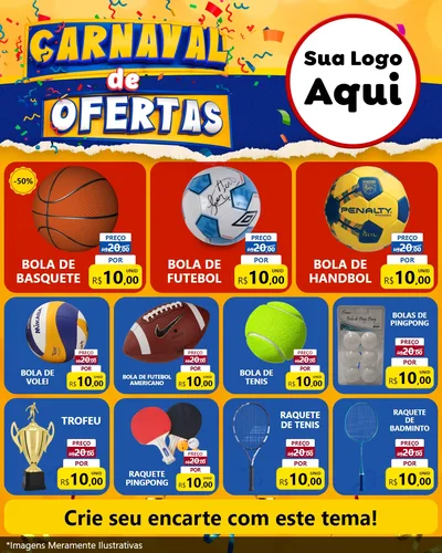 Modelo de Rede Social para Feed Instagram com o tema Carnaval de Ofertas para Artigos Esportivos