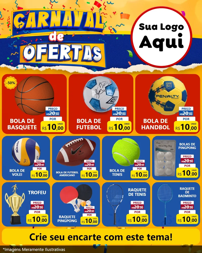 Modelo de Rede Social para Feed Instagram com o tema Carnaval de Ofertas para Artigos Esportivos
