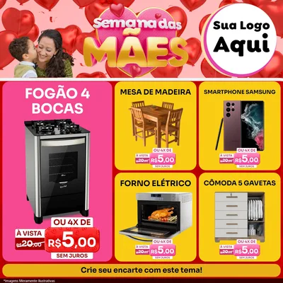 Modelo de Rede Social para Feed Facebook com o tema Semana Das Mães para Móveis e Eletro