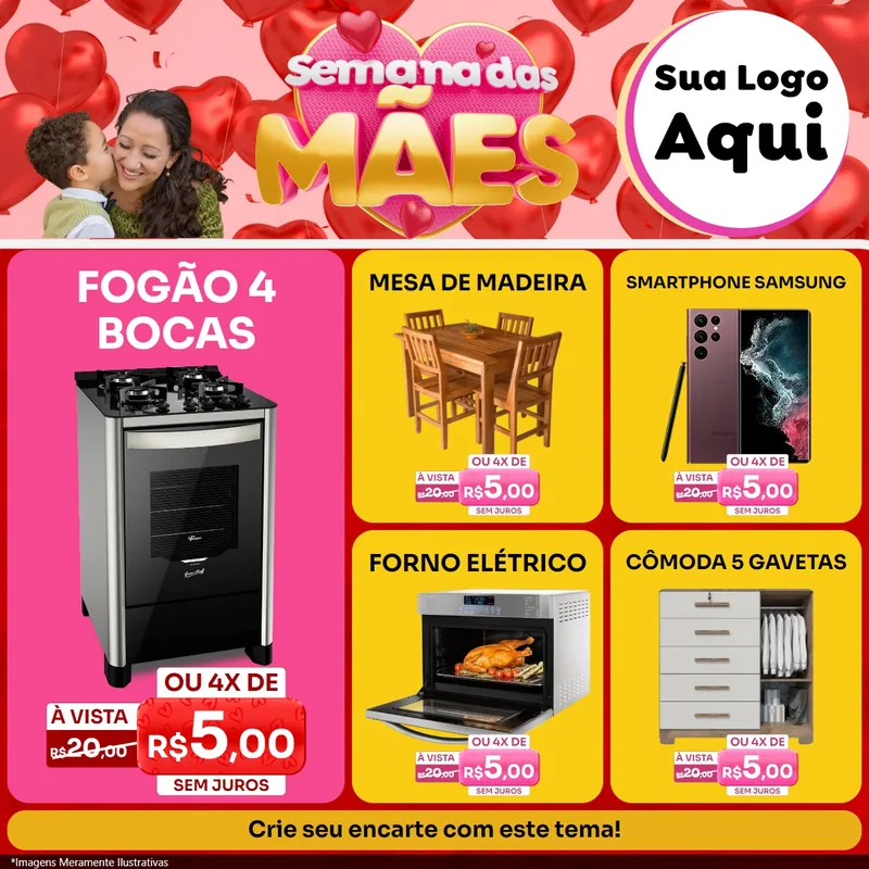 Modelo de Rede Social para Feed Facebook com o tema Semana Das Mães para Móveis e Eletro