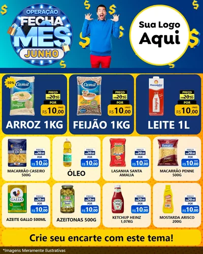 Modelo de Rede Social para Feed Instagram com o tema Operação Fecha Mês, Junho para Supermercado