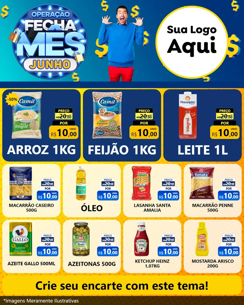 Modelo de Rede Social para Feed Instagram com o tema Operação Fecha Mês, Junho para Supermercado