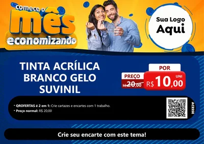 Modelo de Cartaz para Cartaz A4 Horizontal com o tema Comece O Mês Economizando para Tintas e Ferramentas