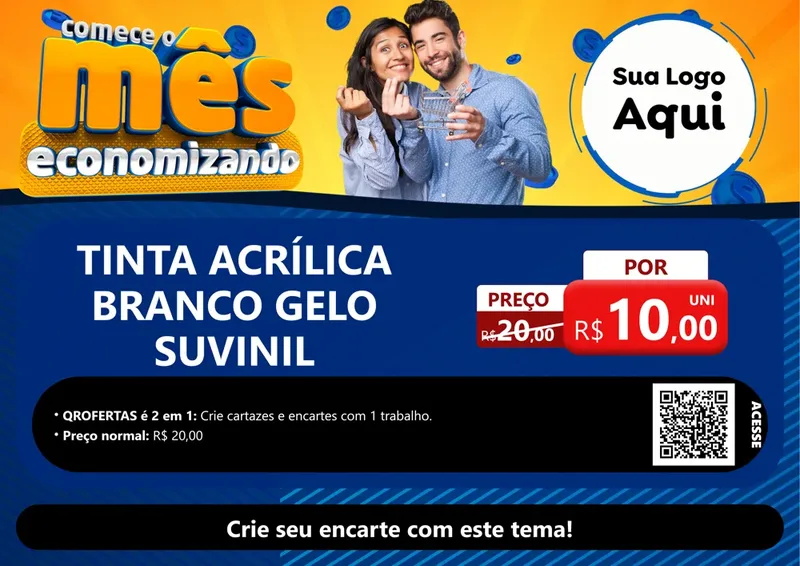 Modelo de Cartaz para Cartaz A4 Horizontal com o tema Comece O Mês Economizando para Tintas e Ferramentas