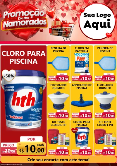 Modelo de Encarte para Encarte A4 Vertical com o tema Promoção Dia dos Namorados para Produtos para Piscina