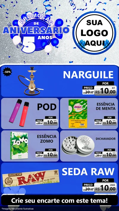 Modelo de TV para TV Vertical com o tema Promoção de Aniversário - 5 Anos para Tabacaria