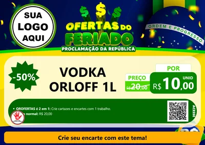 Modelo de Cartaz para Cartaz A4 Horizontal com o tema Ofertas do Feriado - Proclamação da República para Distribuidora de bebidas