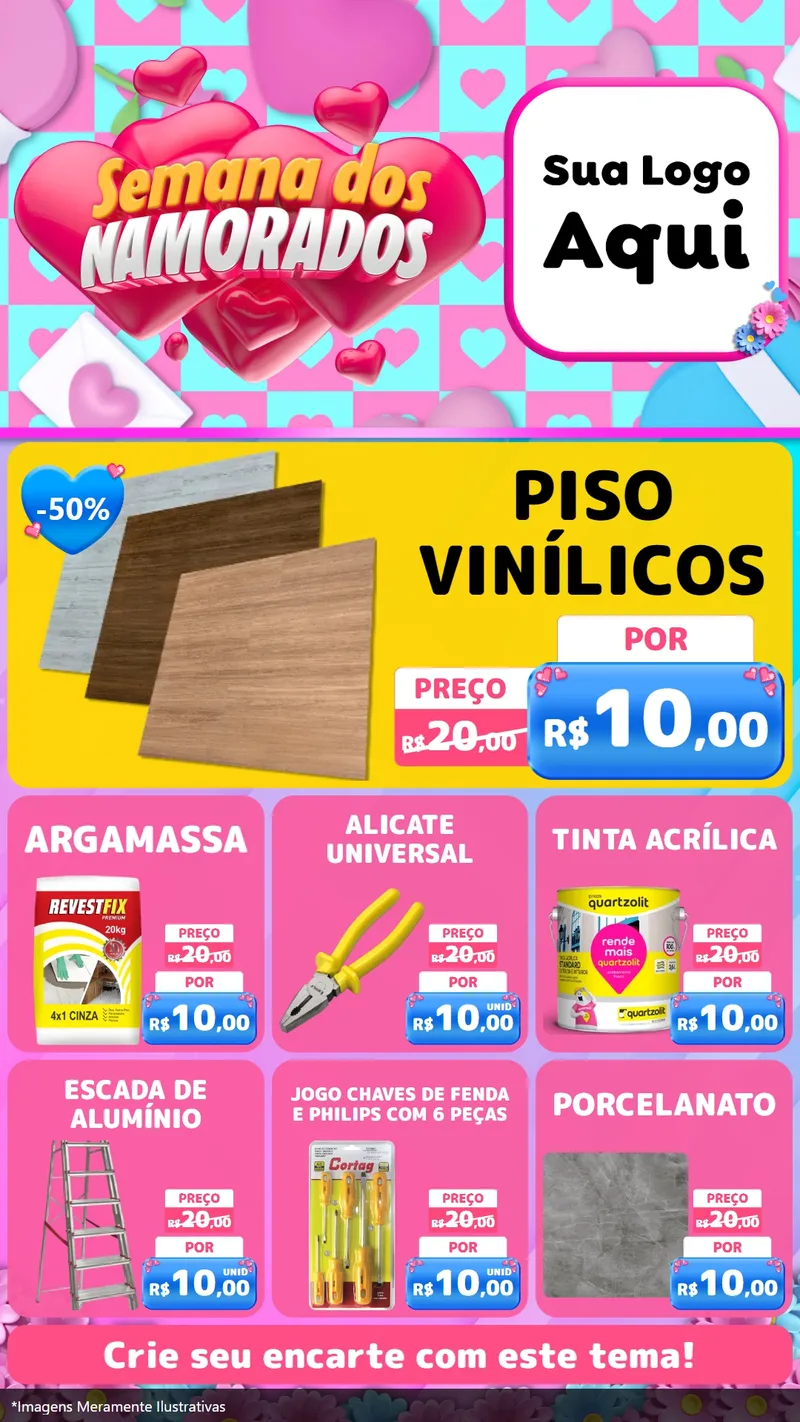 Modelo de Rede Social para Stories com o tema Semana dos Namorados para Material para Construção