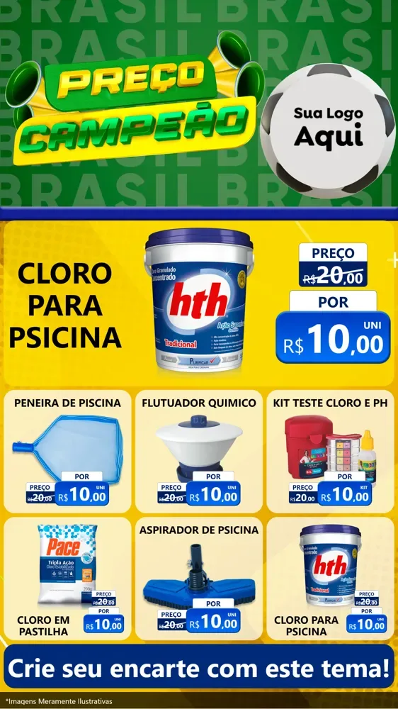 Modelo de Rede Social para Stories com o tema Preço Campeão - Copa para Produtos para Piscina
