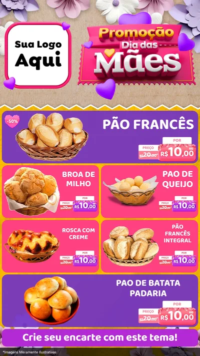 Modelo de TV para TV Vertical com o tema Promoção Dia das Mães para Padaria