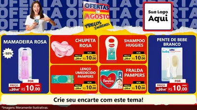 Modelo de TV para TV Horizontal com o tema Ofertas de Agosto - Preços Incríveis para Bebês