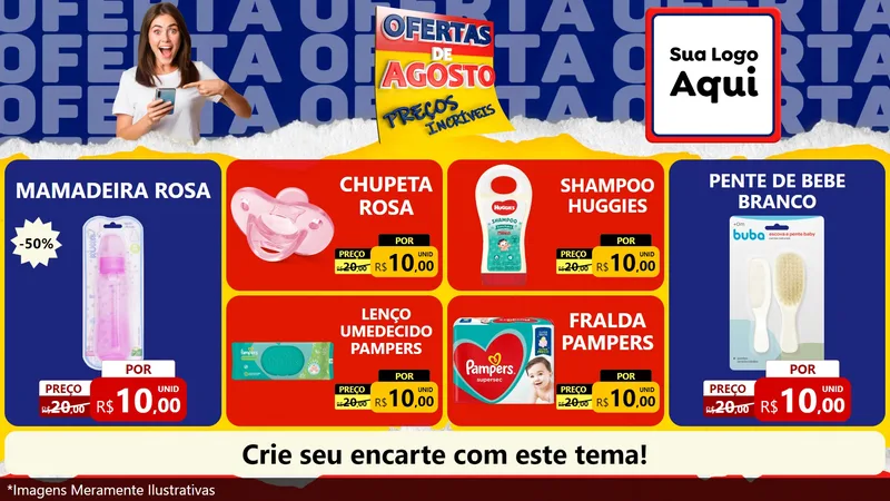 Modelo de TV para TV Horizontal com o tema Ofertas de Agosto - Preços Incríveis para Bebês