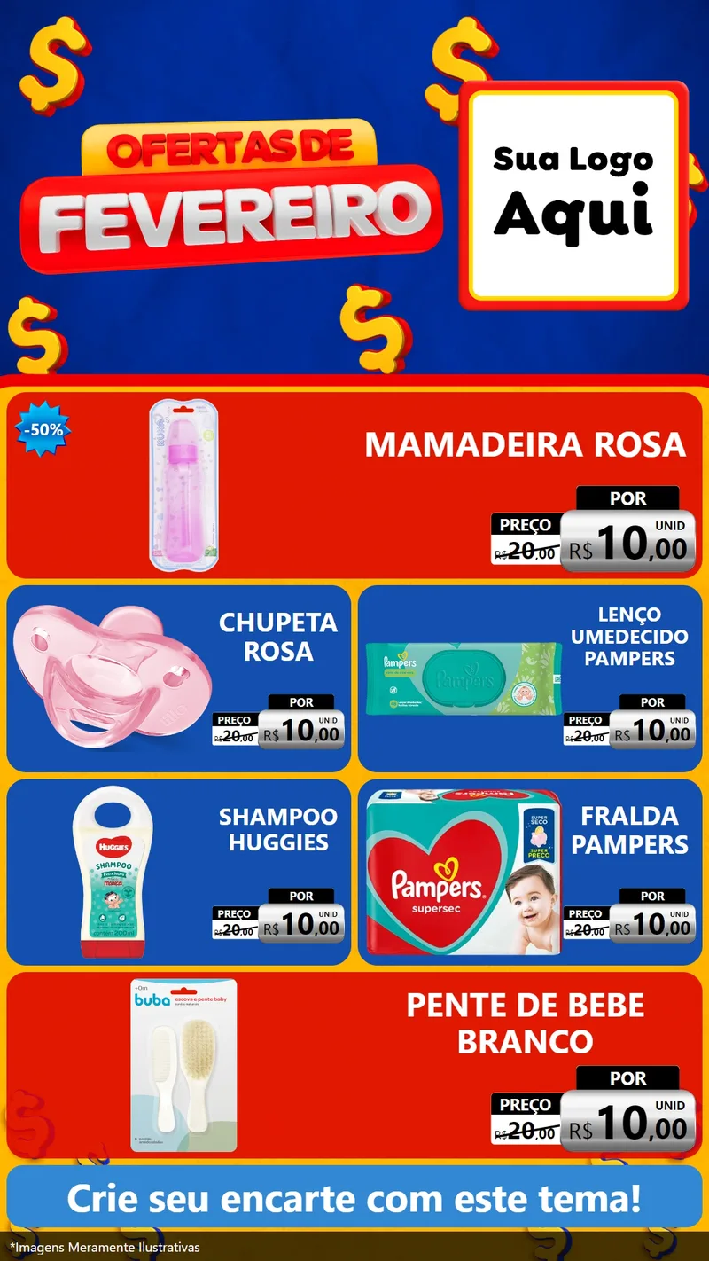 Modelo de TV para TV Vertical com o tema Ofertas de Fevereiro para Bebês