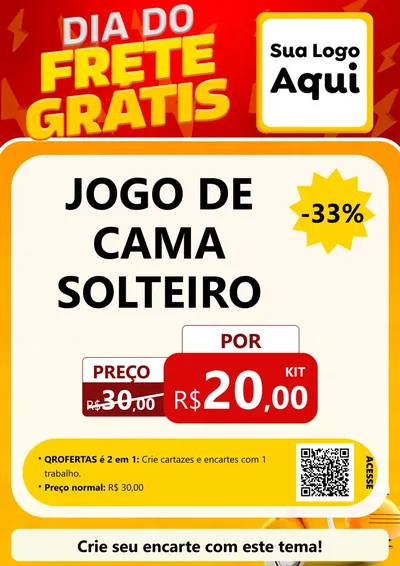 Modelo de Cartaz para Cartaz A4 Vertical com o tema Dia do Frete Grátis para Cama, Mesa e Banho