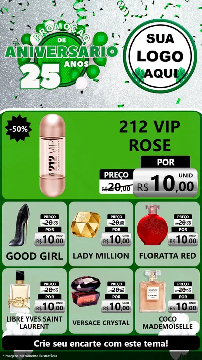 Modelo de Rede Social para Stories com o tema Promoção de Aniversário - 25 Anos para Perfumes
