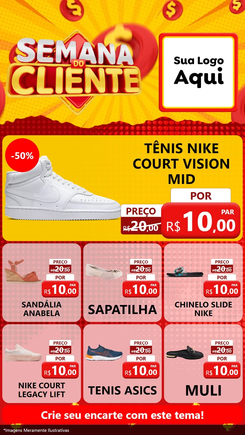 Modelo de Rede Social para Stories com o tema Semana do Cliente para Calçados