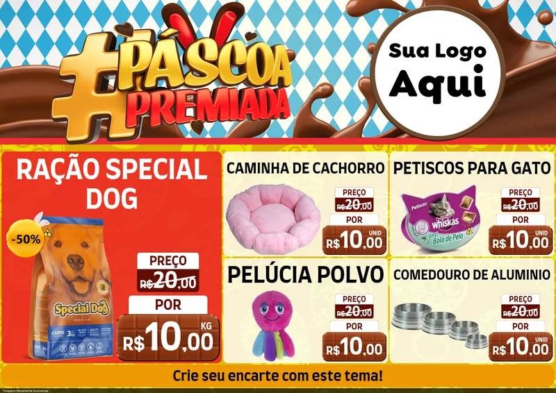 Modelo de Encarte para Encarte A4 Horizontal com o tema Páscoa Premiada para Pet Shop