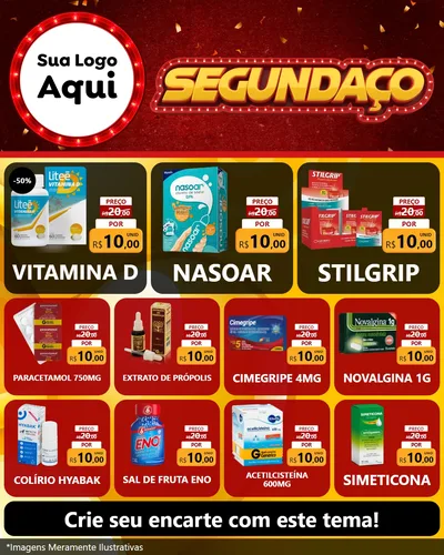 Modelo de Rede Social para Feed Instagram com o tema Segundaço para Farmácia