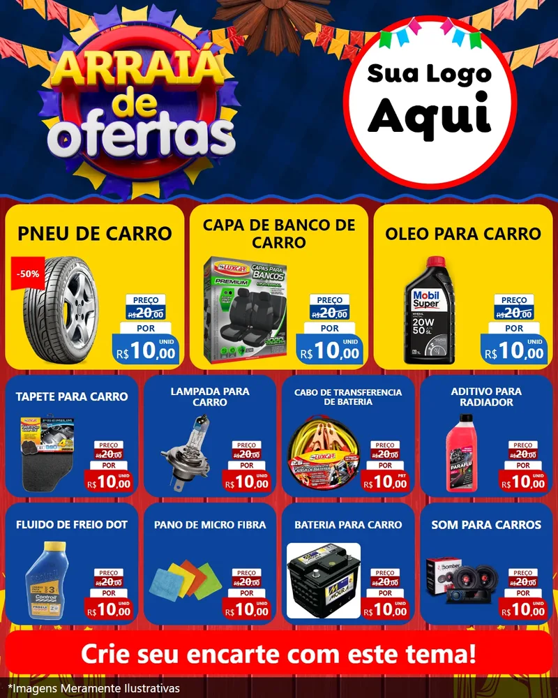 Modelo de Rede Social para Feed Instagram com o tema Arraiá de Ofertas para Auto peças