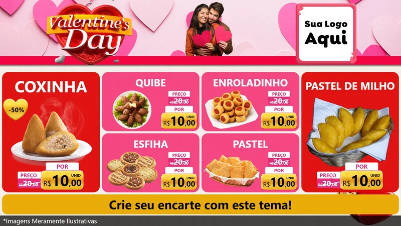 Modelo de TV para TV Horizontal com o tema Valentine's Day para Salgadaria