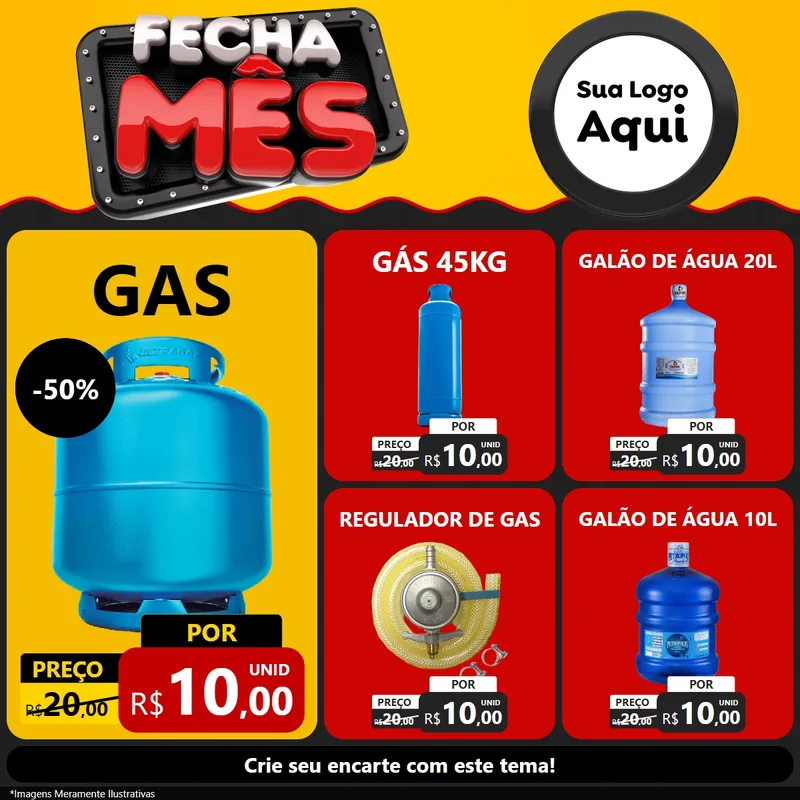 Modelo de Rede Social para Feed Facebook com o tema Fecha Mês para Água e gás