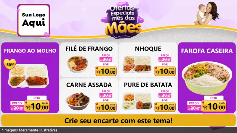 Modelo de TV para TV Horizontal com o tema Ofertas Especiais - Mês das Mães para Restaurante