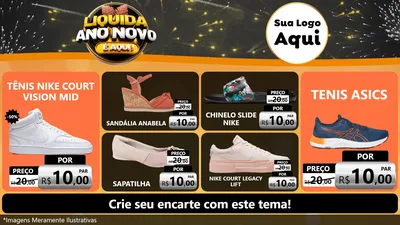 Modelo de TV para TV Horizontal com o tema Liquida Ano Novo É Aqui! para Calçados