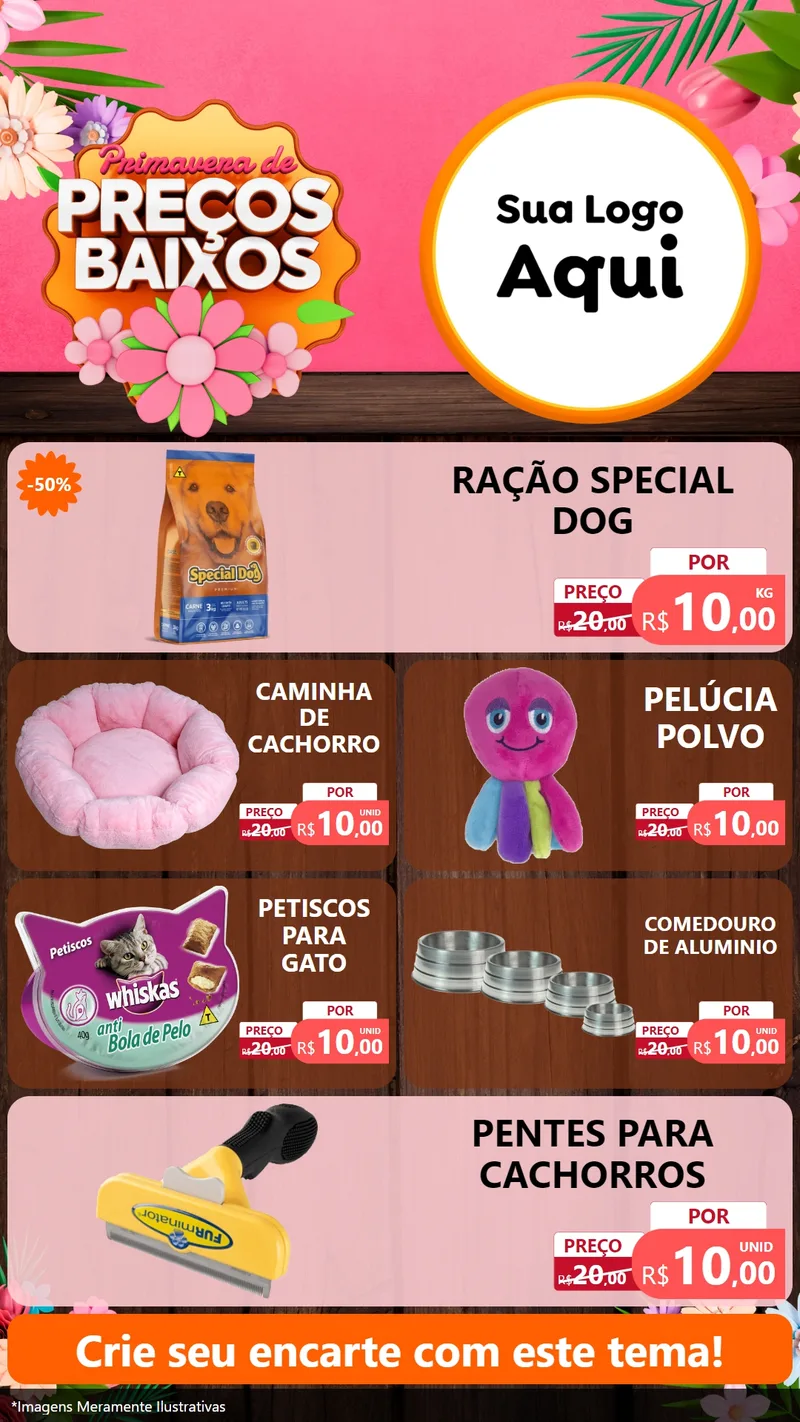 Modelo de TV para TV Vertical com o tema Primavera de Preços Baixos para Pet Shop